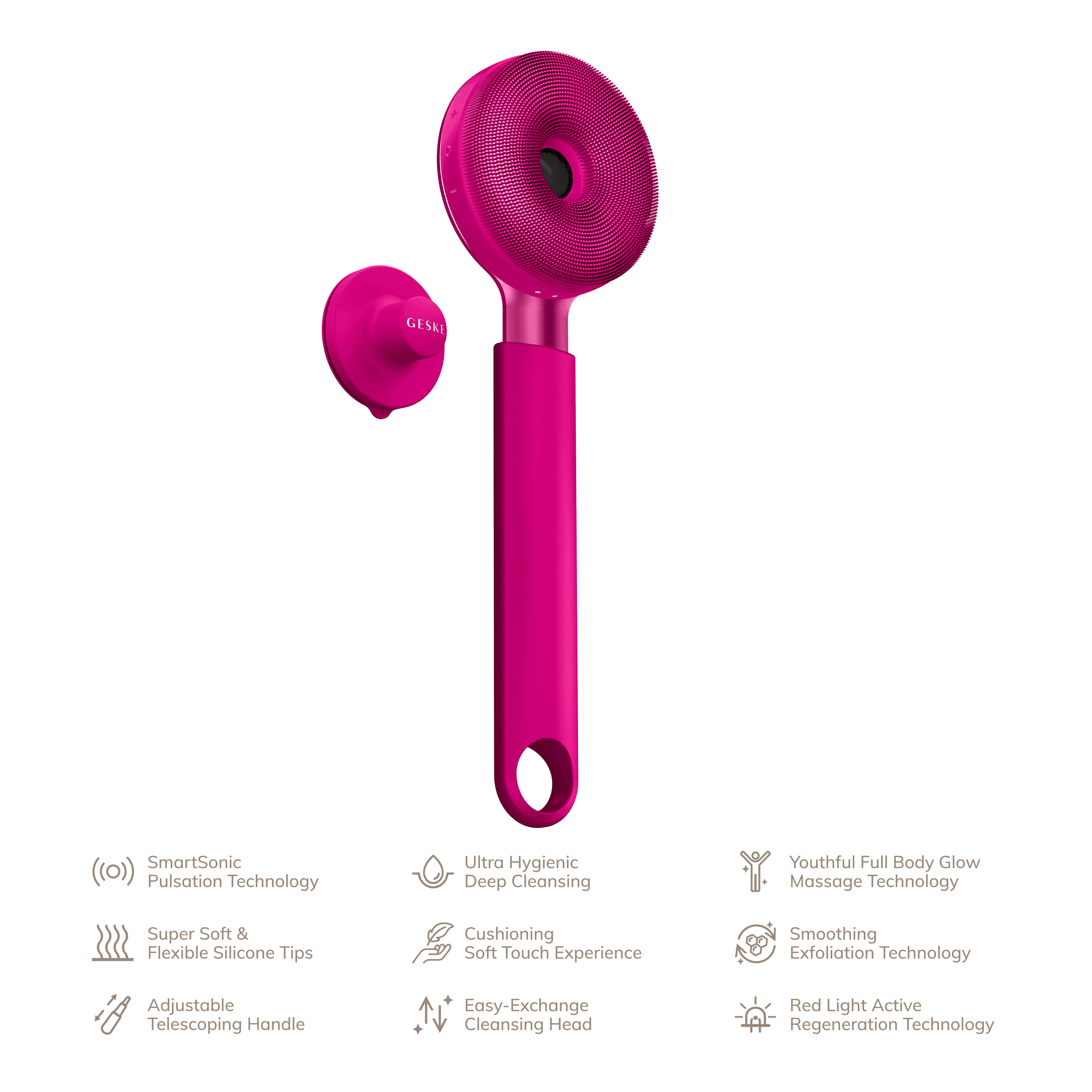Geske Sonic Led Full-Body Brush - 9 In 1 Magenta