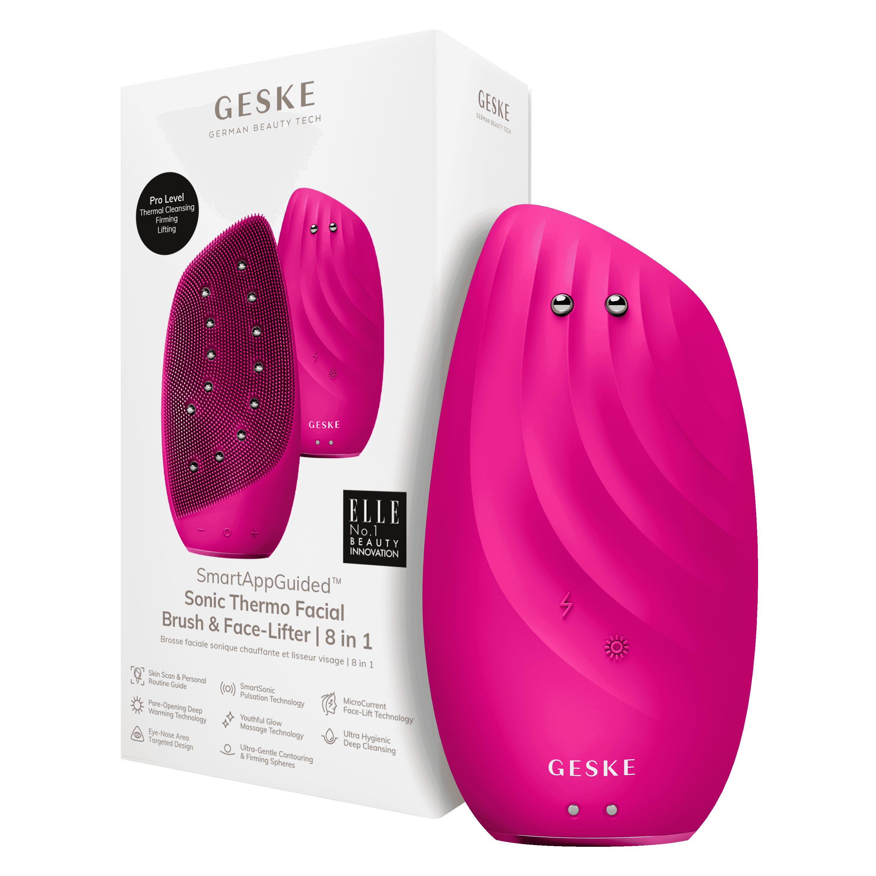 Geske Sonic Thermo Facial Brush & Face Lifter 8In1 Magenta
