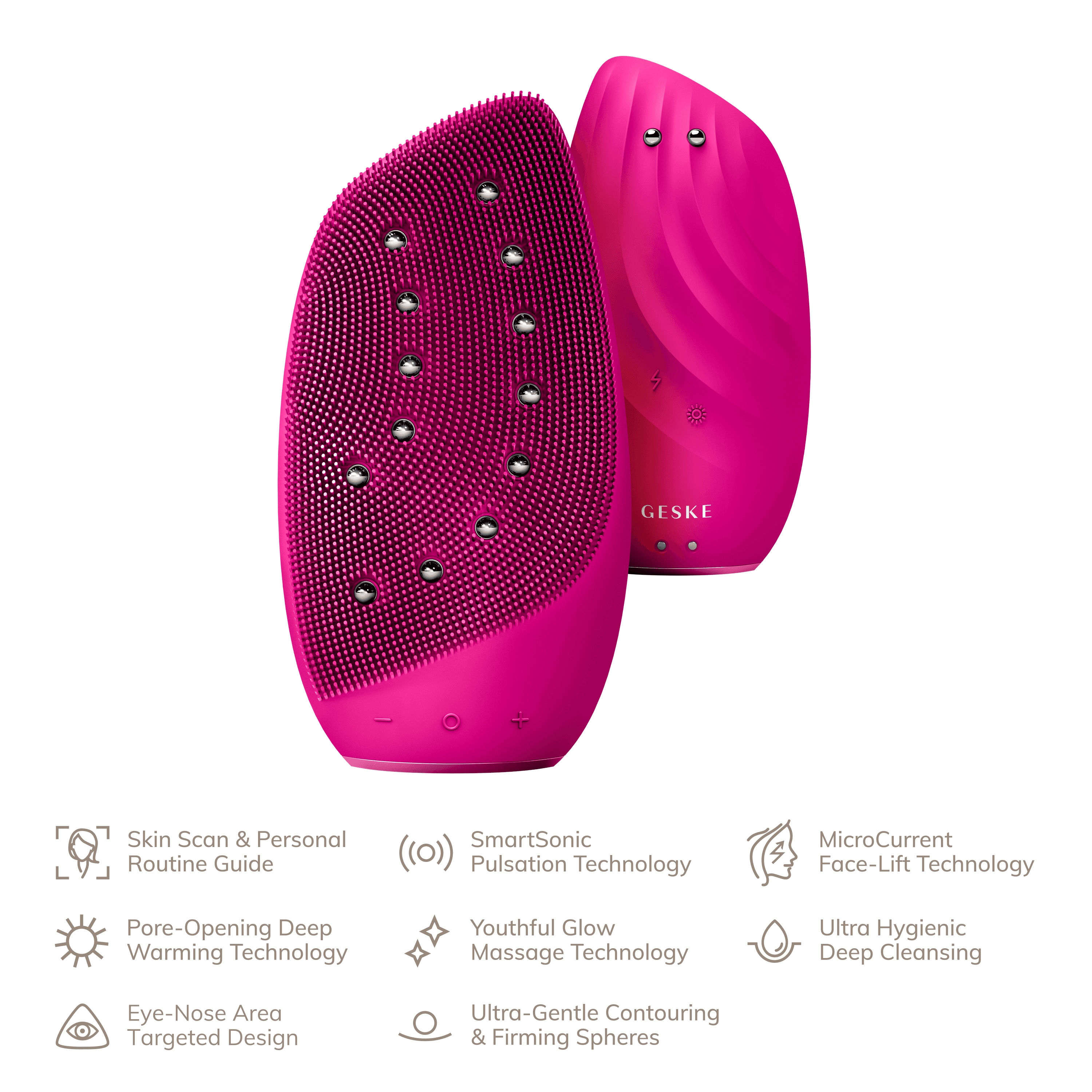 Geske Sonic Thermo Facial Brush & Face Lifter 8In1 Magenta