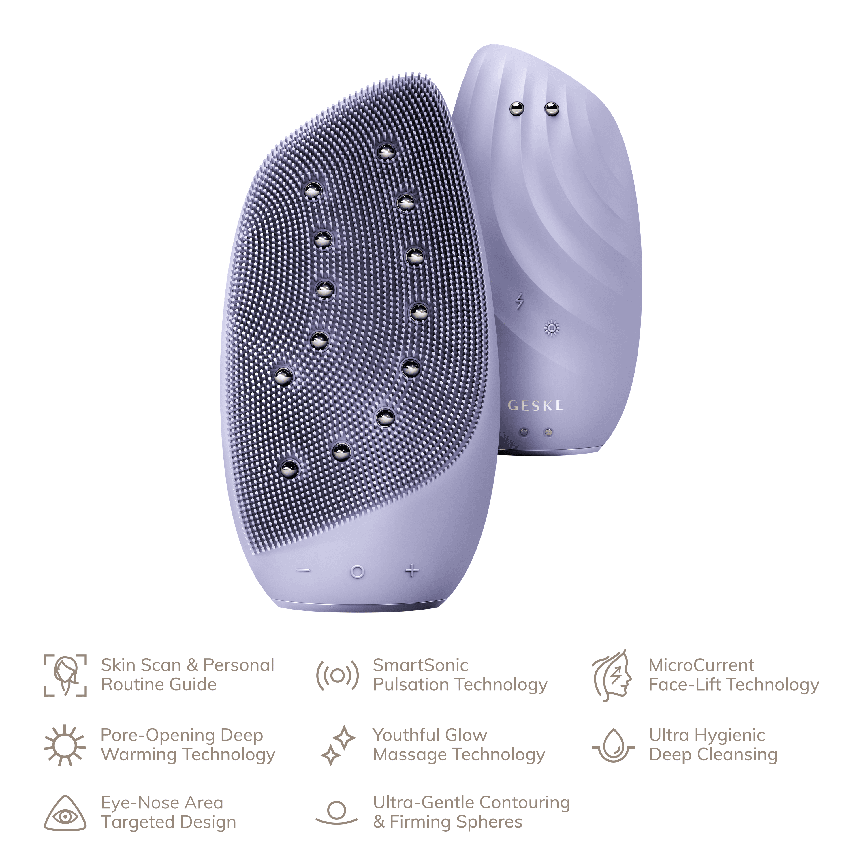 Geske Sonic Thermo Facial Brush & Face Lifter 8in1 Purple