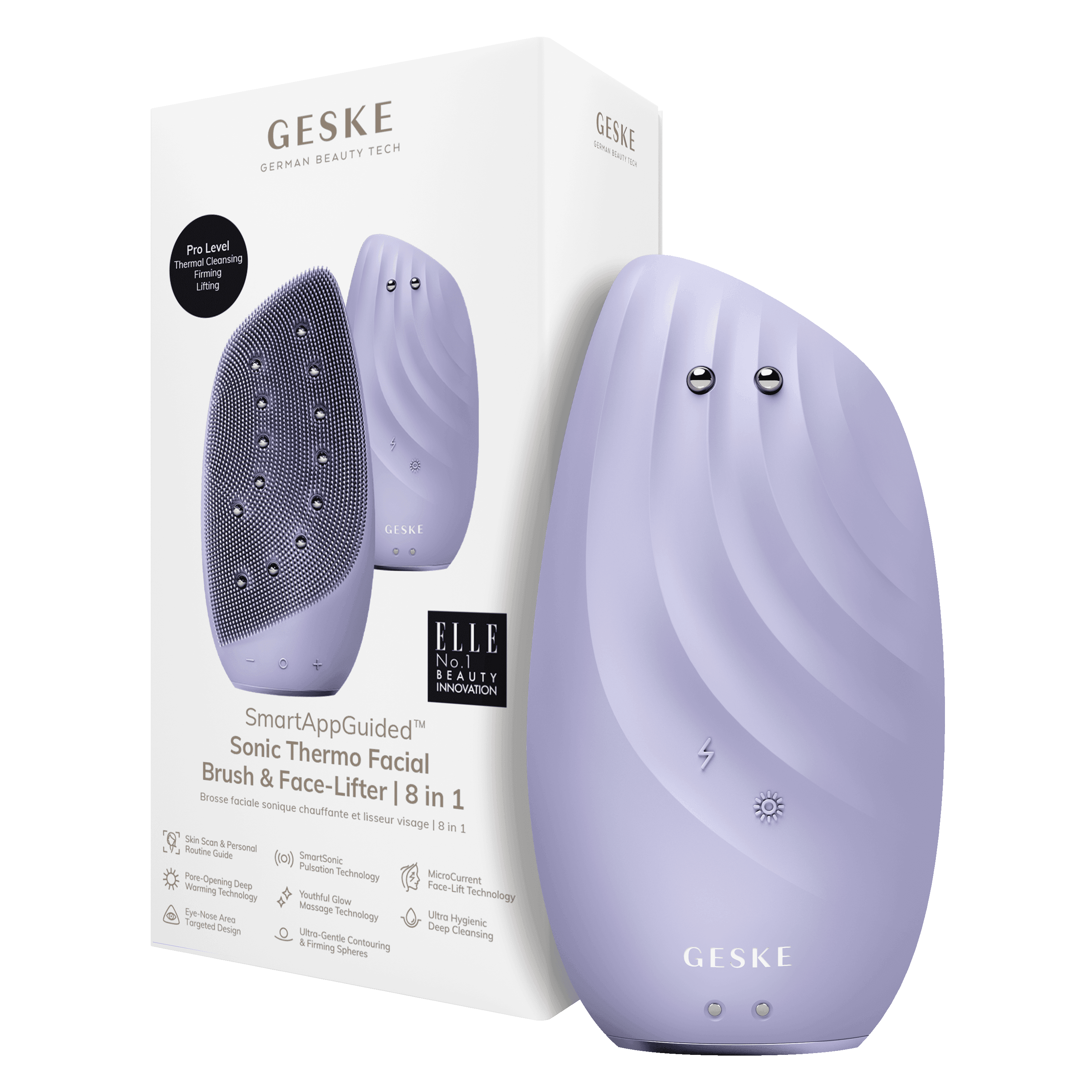 Geske Sonic Thermo Facial Brush & Face Lifter 8in1 Purple