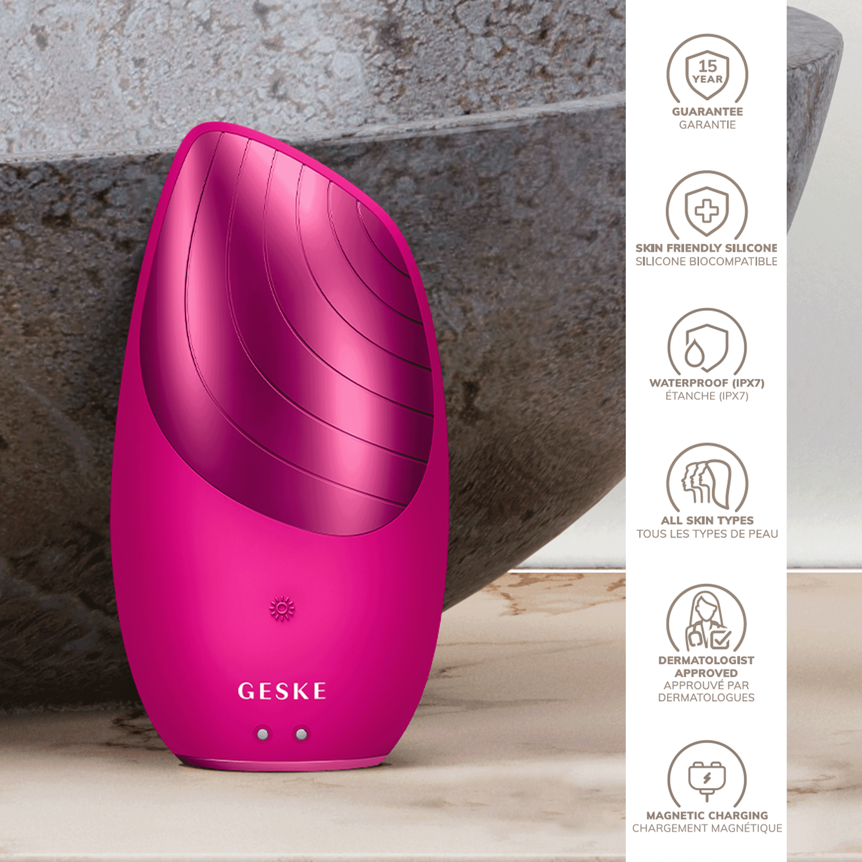 Geske Sonic Thermo Facial Brush 6In1 Magenta