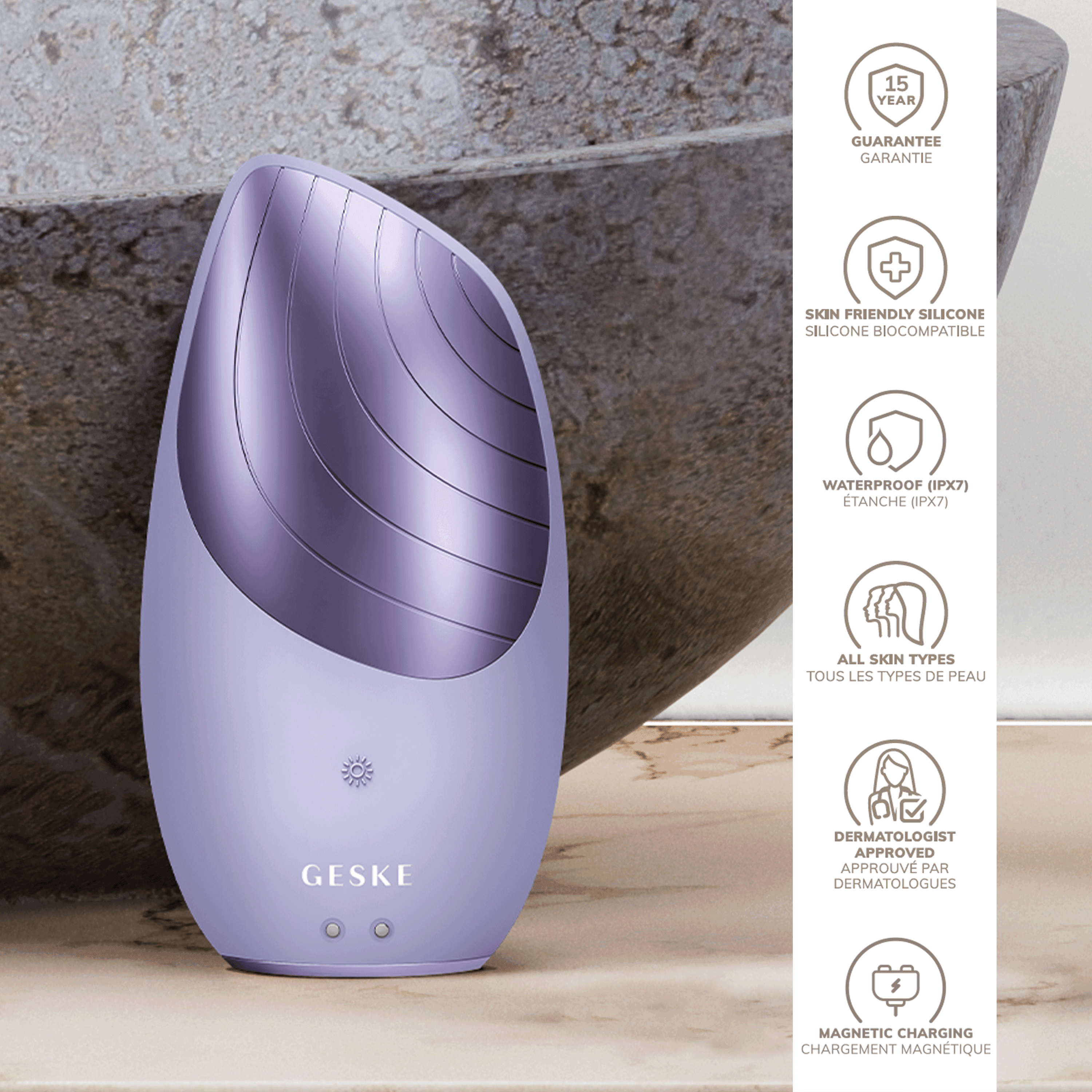 Geske Sonic Thermo Facial Brush 6in1 Purple