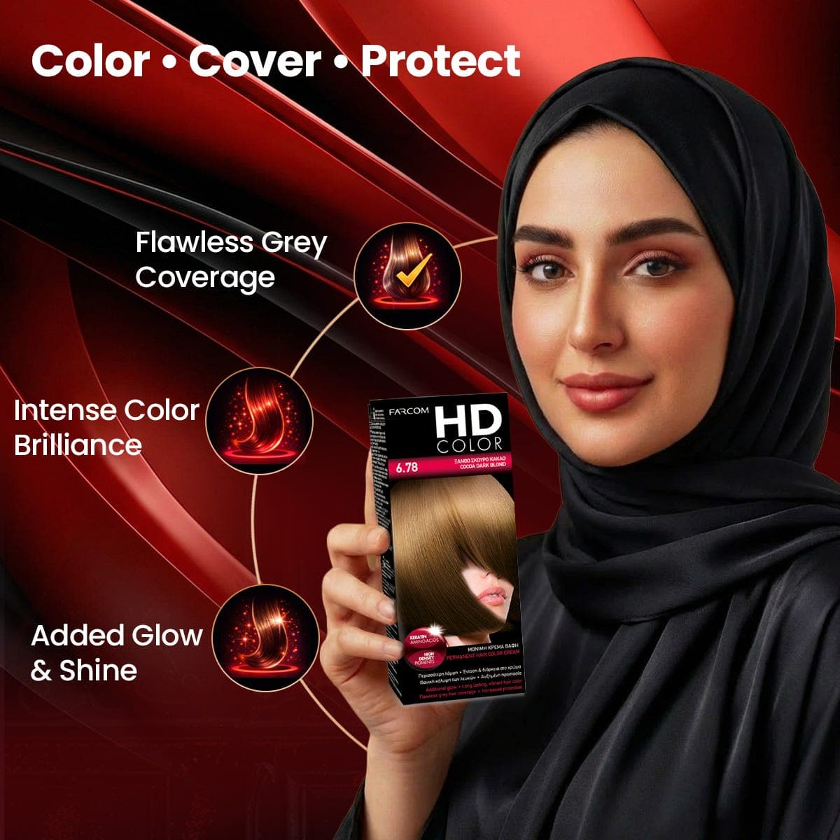 Farcom HD Hair Color No 6.78 Dark Cocoa