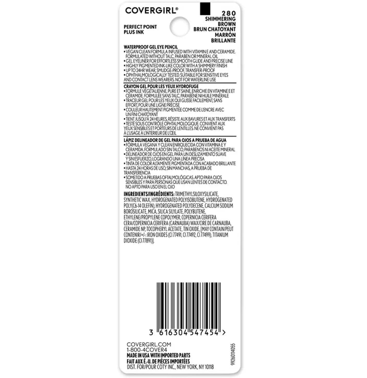 Cover Girl Perfect Point Plus Ink Gel Eye Pencil - 280 Shimmering Brown