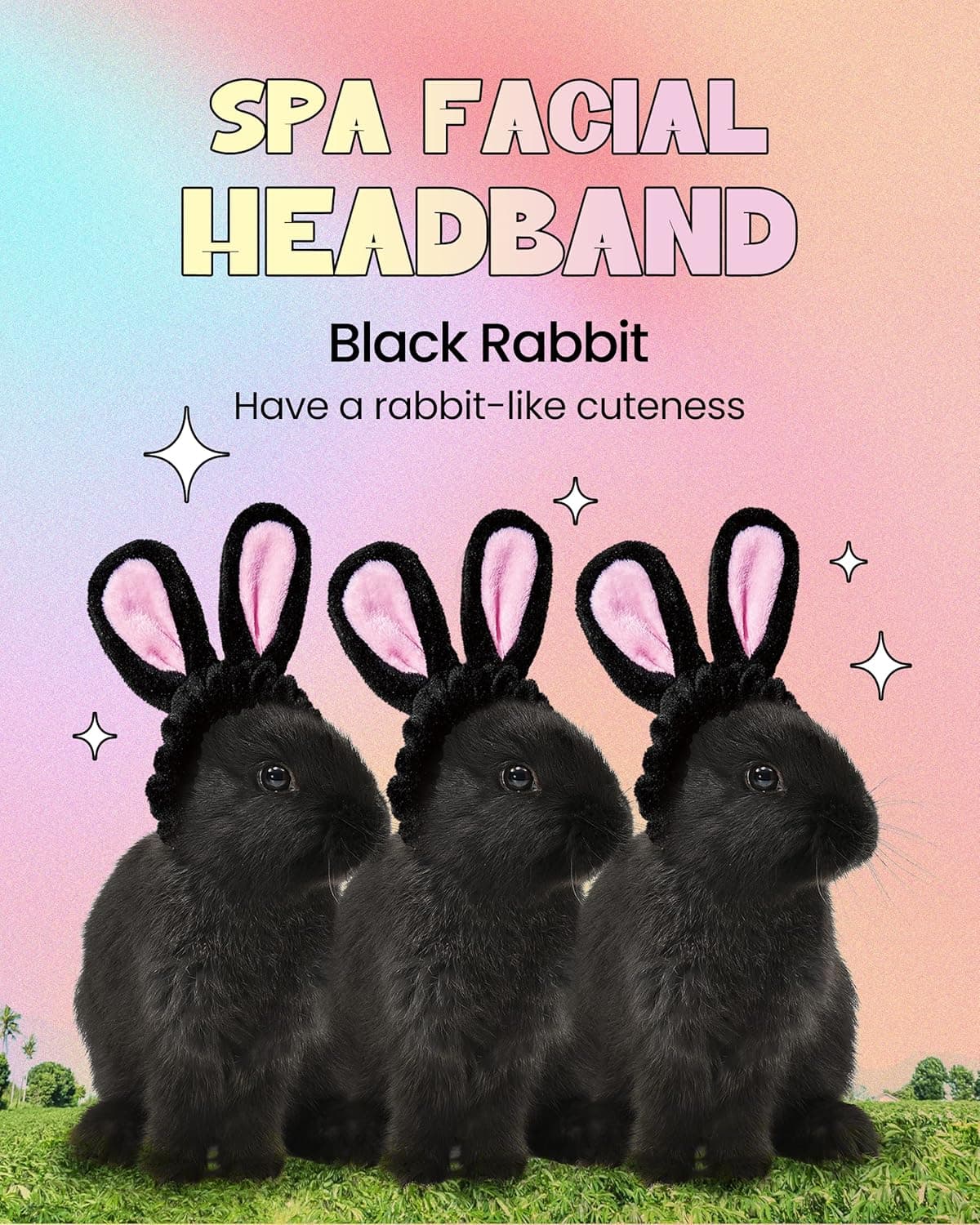 Chasin Rabbits Facial Spa Headband Black Rabbit