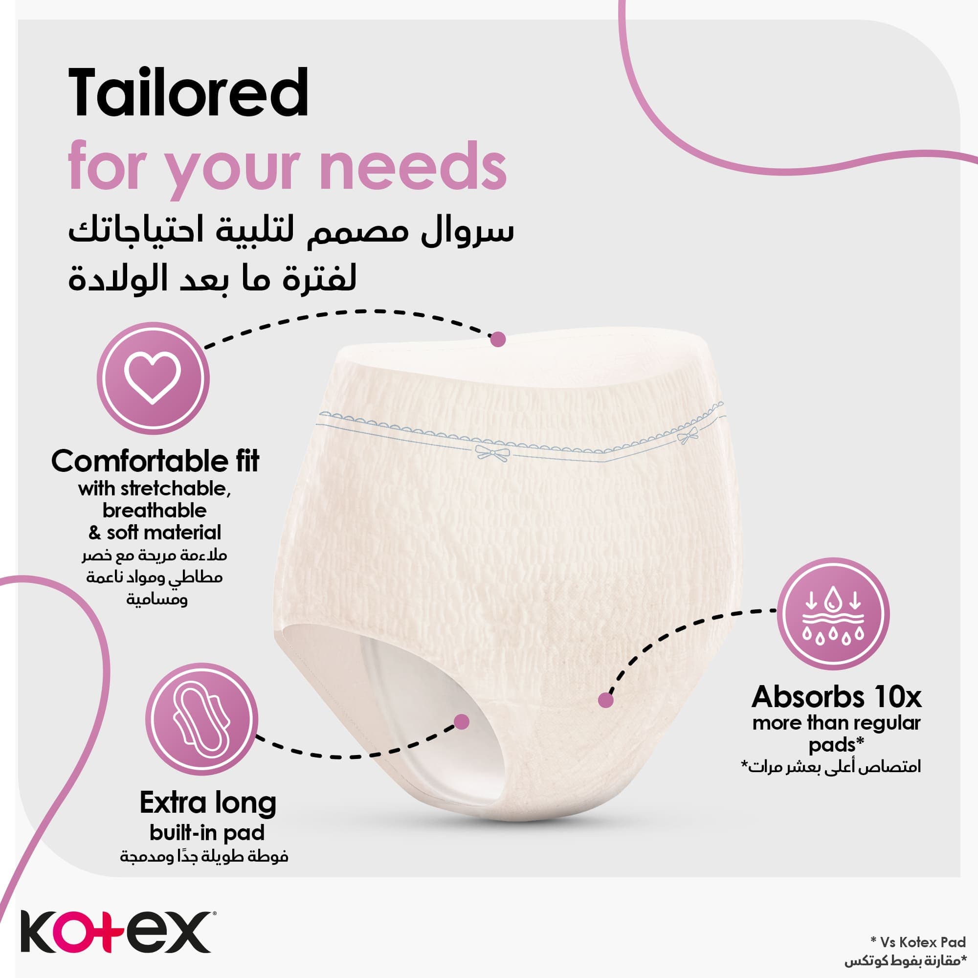 Kotex Mom Post Birth Pants L/Xl 8 Pieces