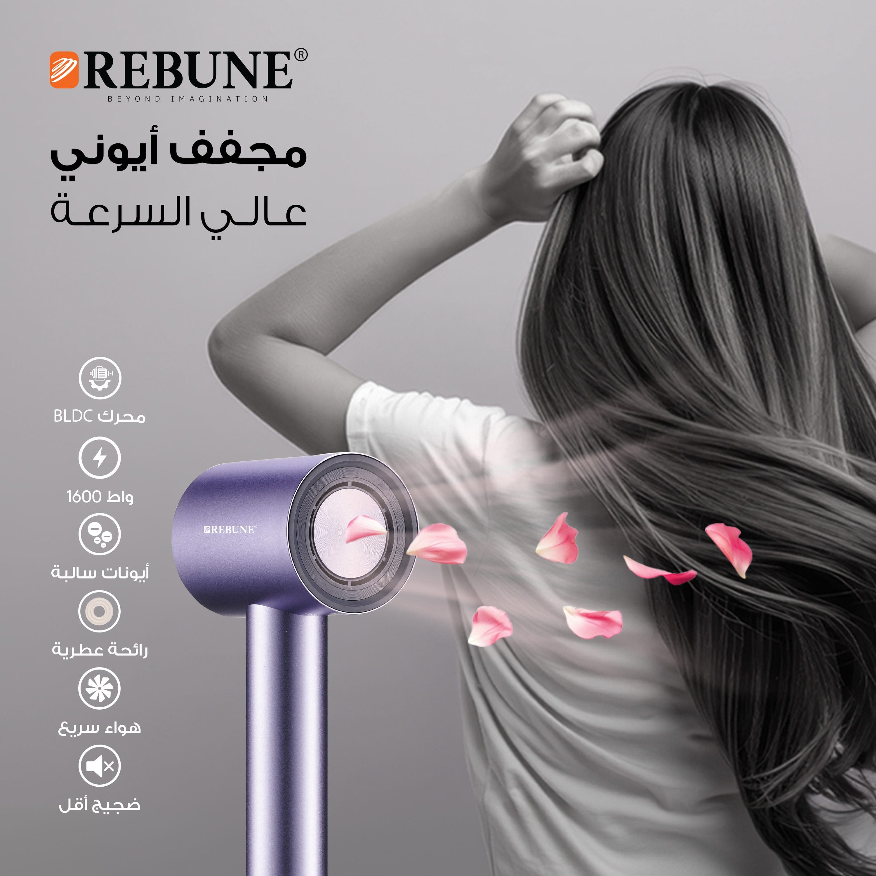 Rebune BLDC Hair Dryer 600W 2 Speed, Heat, Perfumed Re0005