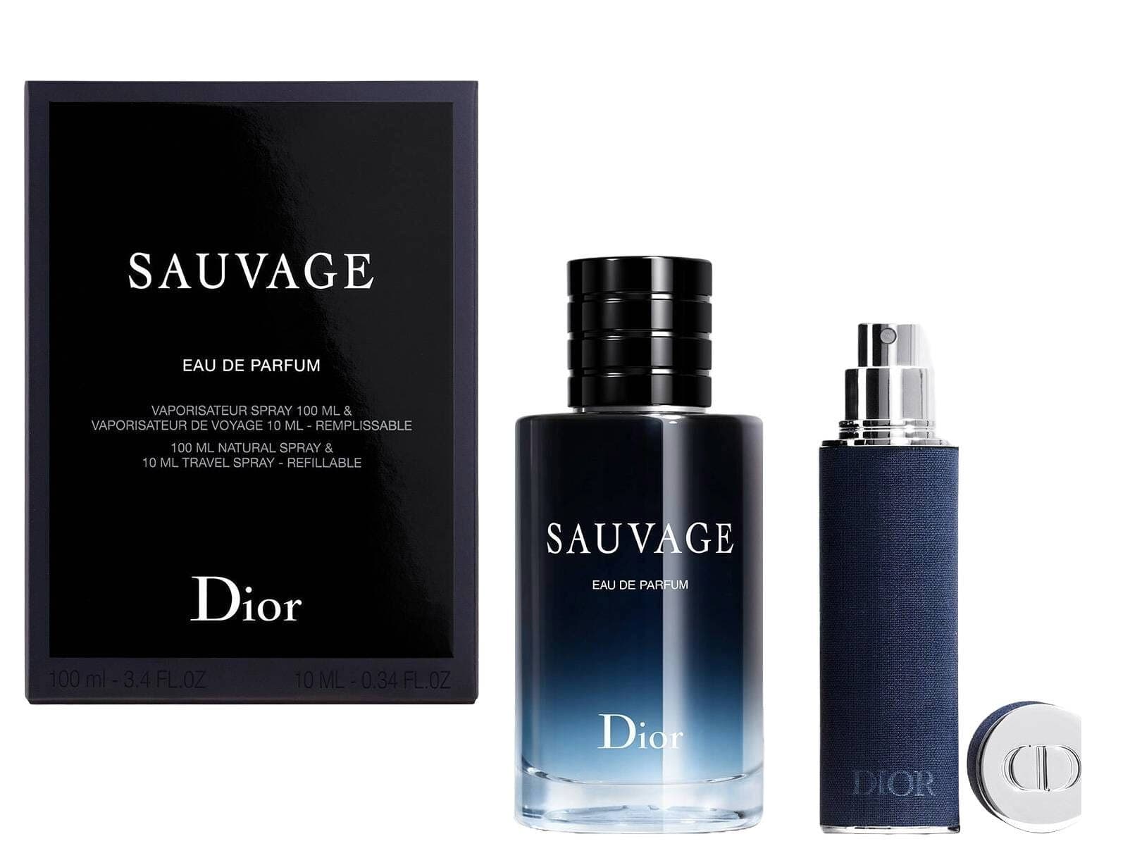Christian Dior Sauvage Set Sauvage Eau de Parfum for Men - 100 ml | Refillable Travel Spray, 10 ml