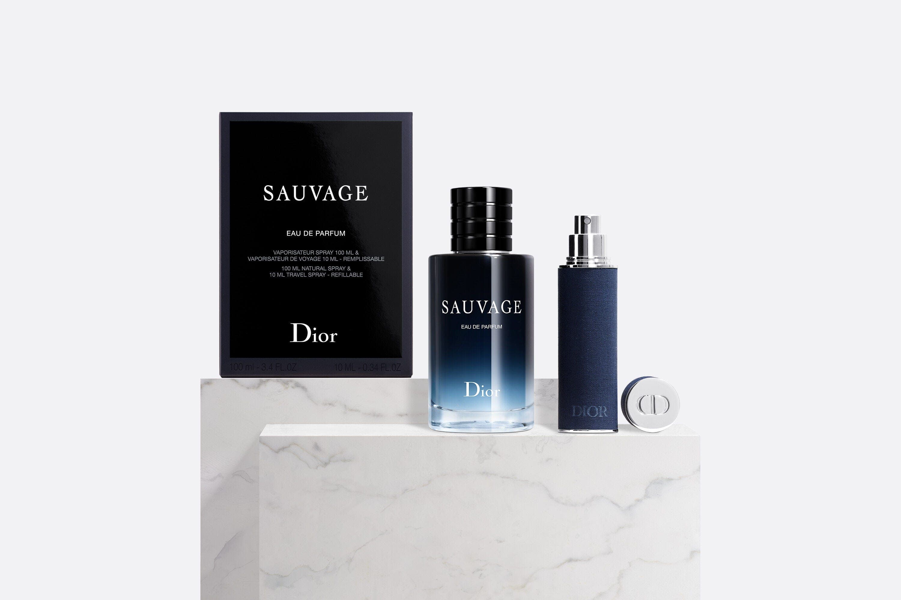 Christian Dior Sauvage Set Sauvage Eau de Parfum for Men - 100 ml | Refillable Travel Spray, 10 ml