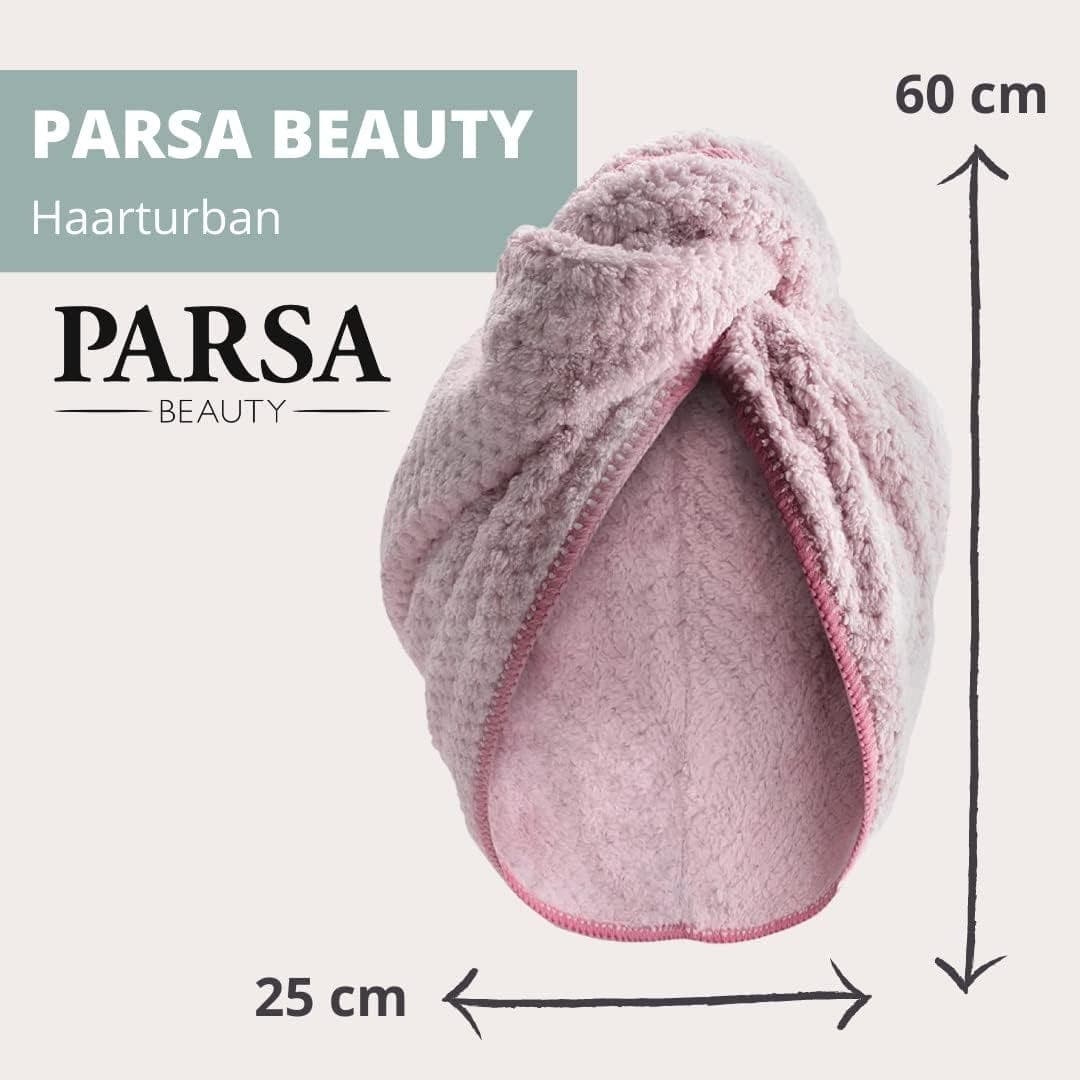 Parsa Beauty Microfibre Hair Turban in PINK / GREY