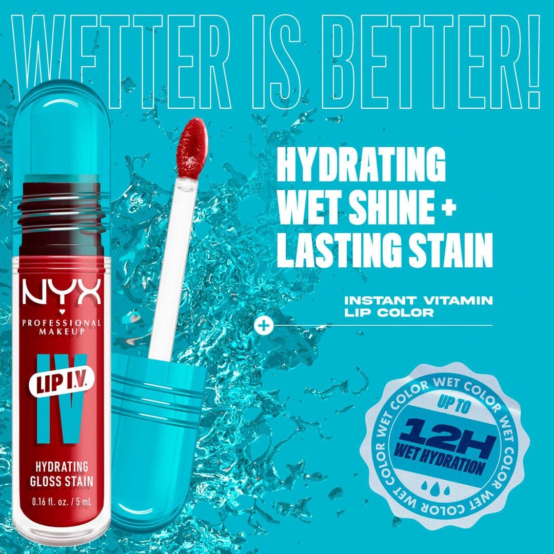 NYX Professional Makeup Lip IV Hydrating Gloss Stain, Lip Gloss - Cranberry Splash