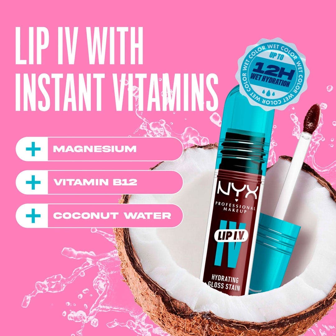 NYX Professional Makeup Lip IV Hydrating Gloss Stain, Lip Gloss - Water 'Bout Wine?