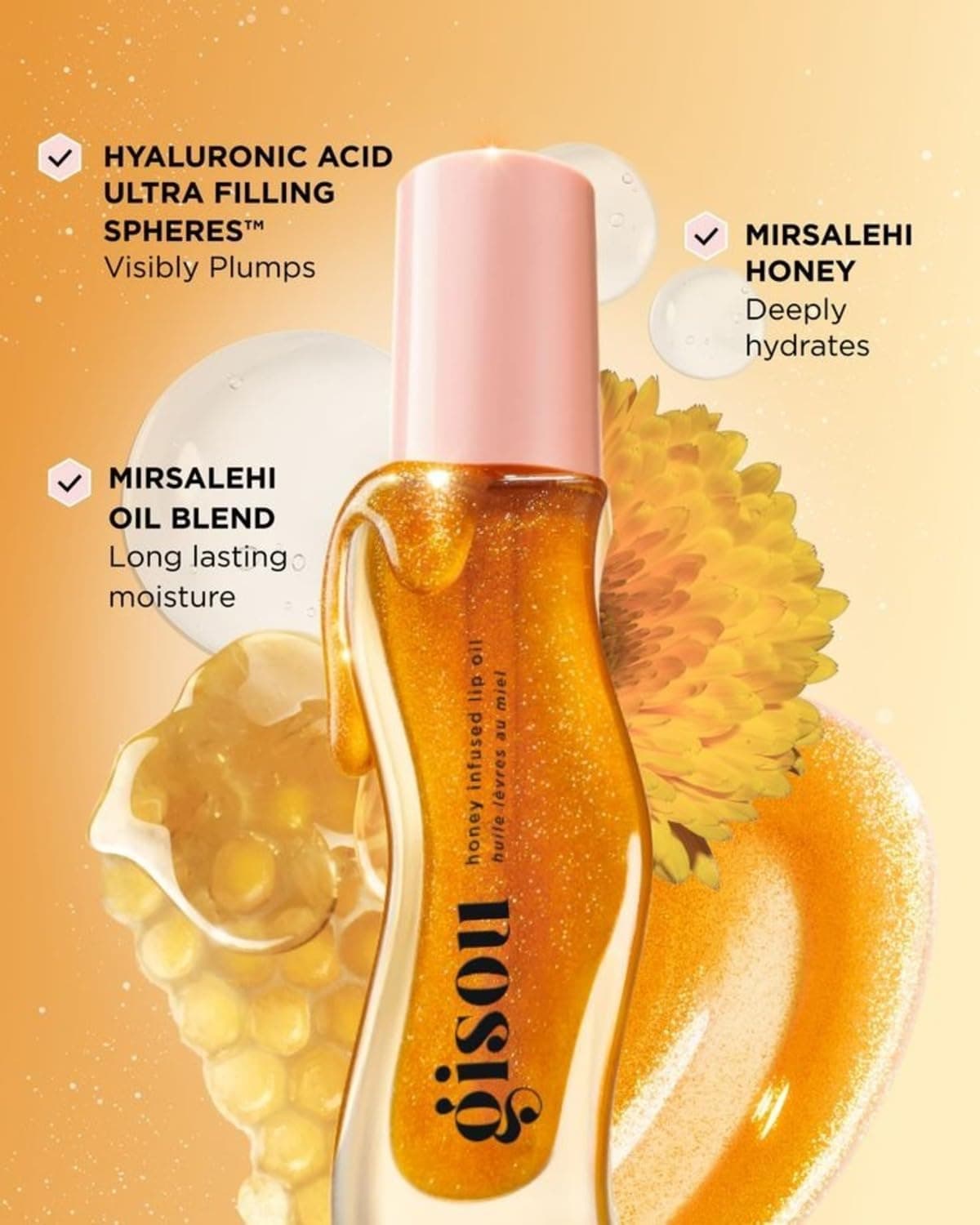Gisou Honey Infused Lip Oil Lip Gloss - Honey