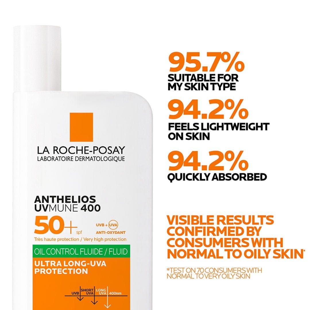لاروش بوزيه أنثيليوس يو في ميون 400 واقي الشمس +SPF 50 سائل للتحكم بالزيوت 50 مل