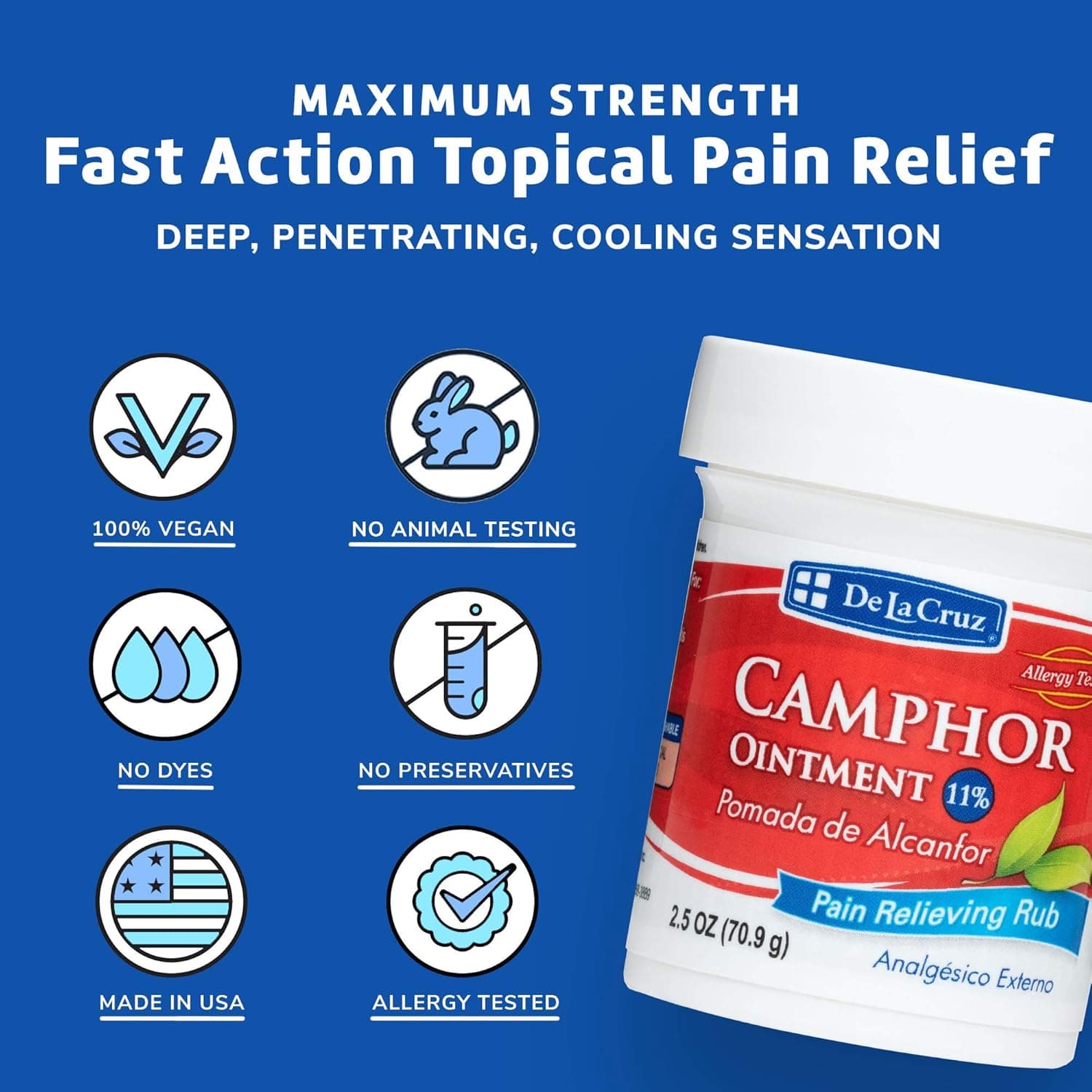 De La Cruz 11 % Camphor Ointment 2.5 Oz.