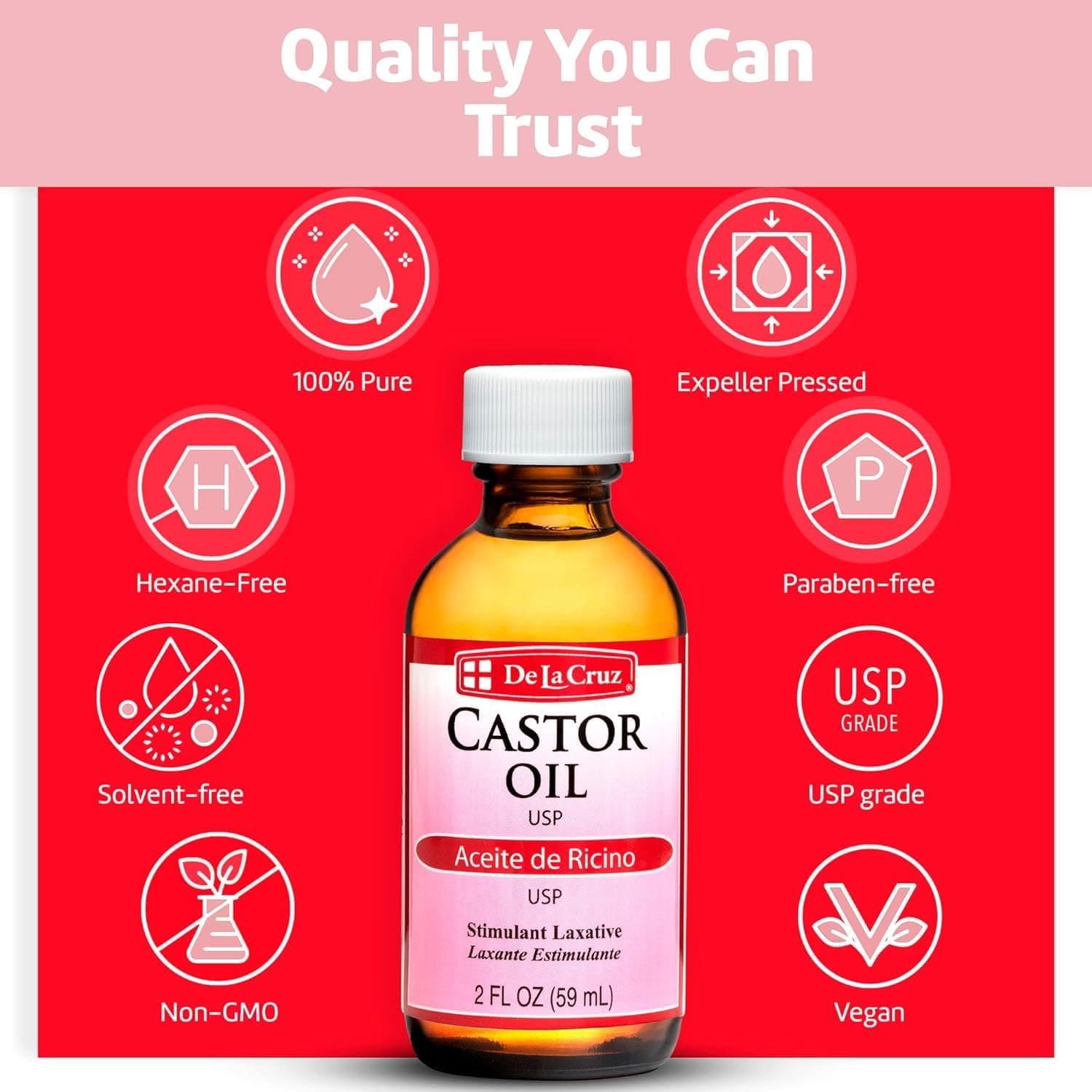 De La Cruz Castor Oil Usp Laxative 2 Fl. Oz.