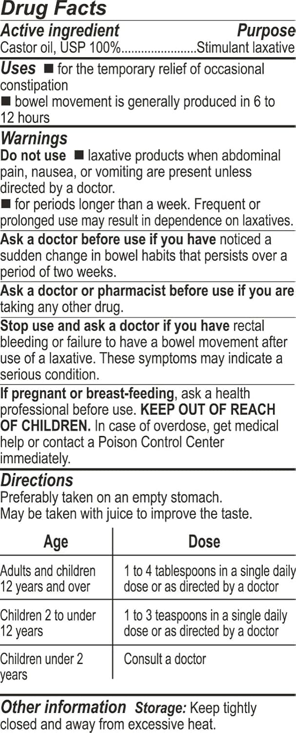 De La Cruz Castor Oil Usp Laxative 2 Fl. Oz.