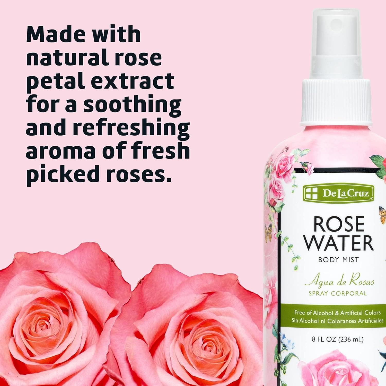 De La Cruz Rose Water Spray 8 Fl. Oz.