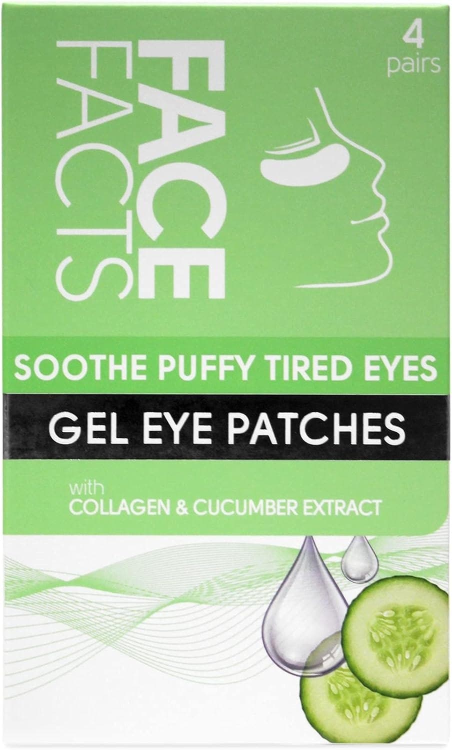 Face Facts Gel Eye Patches Soothe Puffy Tired Eyes 4 X Pairs