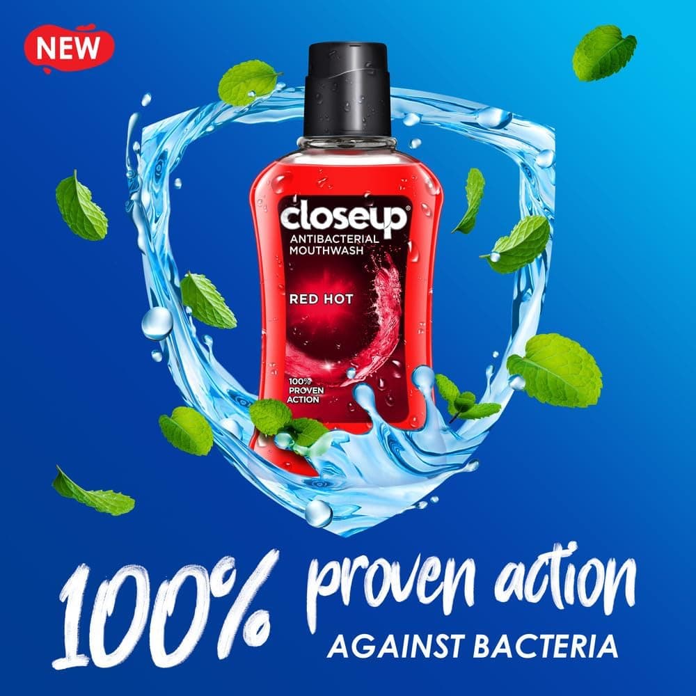 Closeup Antibacterial Mouthwash, Red Hot, 500ml x 2