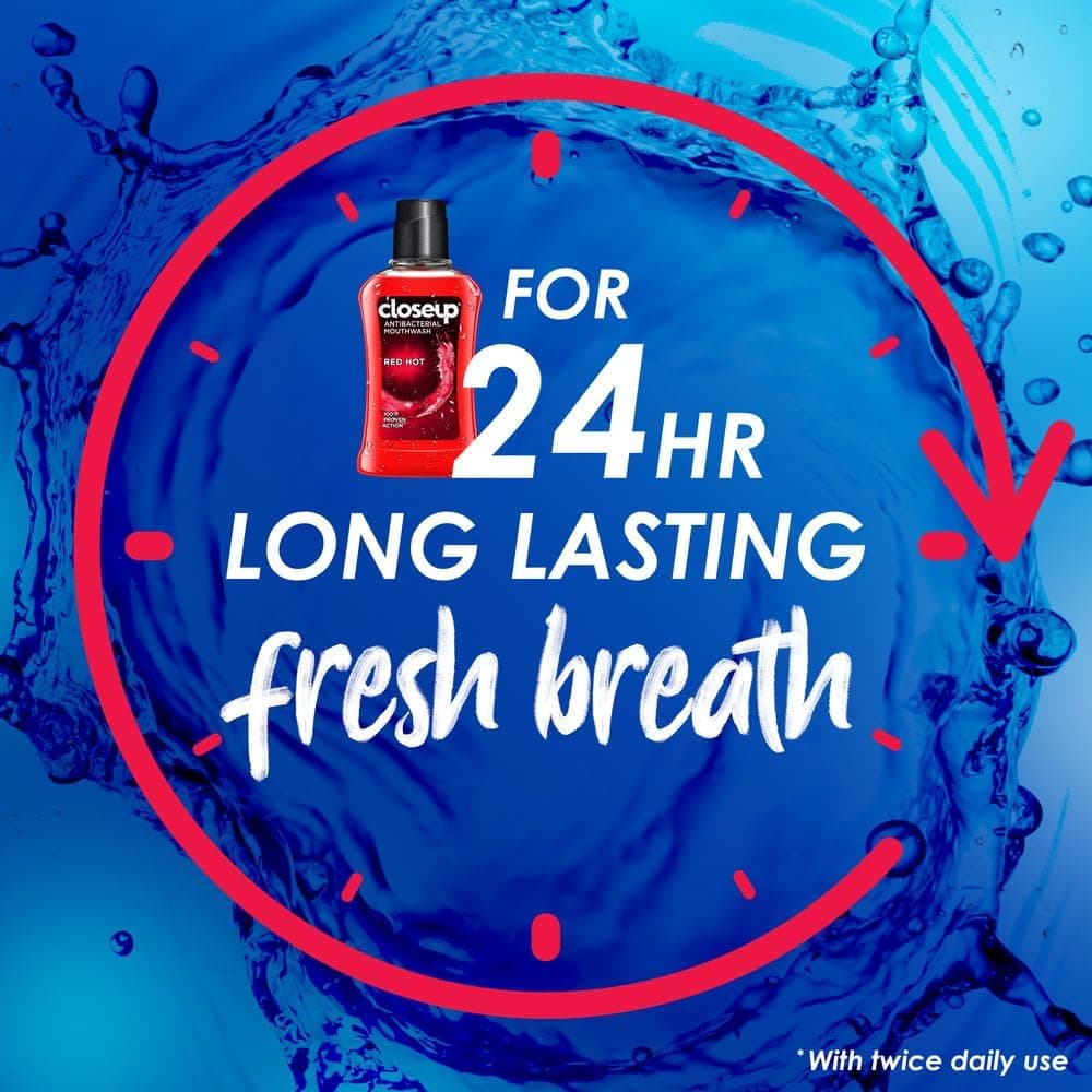 Closeup Antibacterial Mouthwash, Red Hot, 500ml x 2