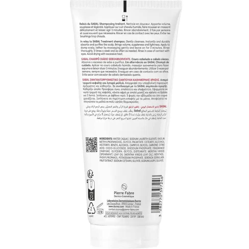 Ducray Sabal Sebum Regulating Treatment Shampoo - 200 ml