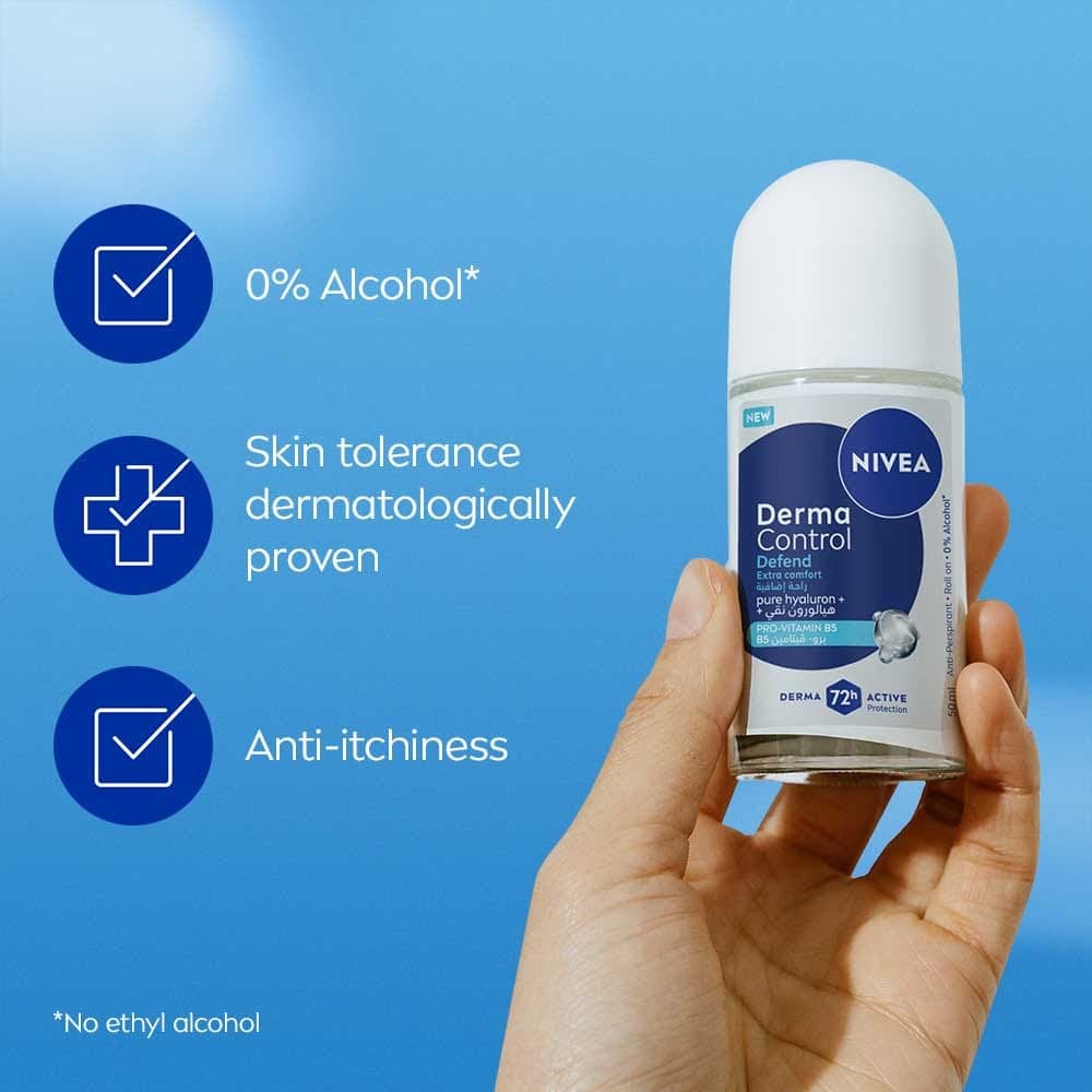 NIVEA Hyaluron & Pro-Vitamin B5 Derma Control Defend 72h Roll-On - 50 ml