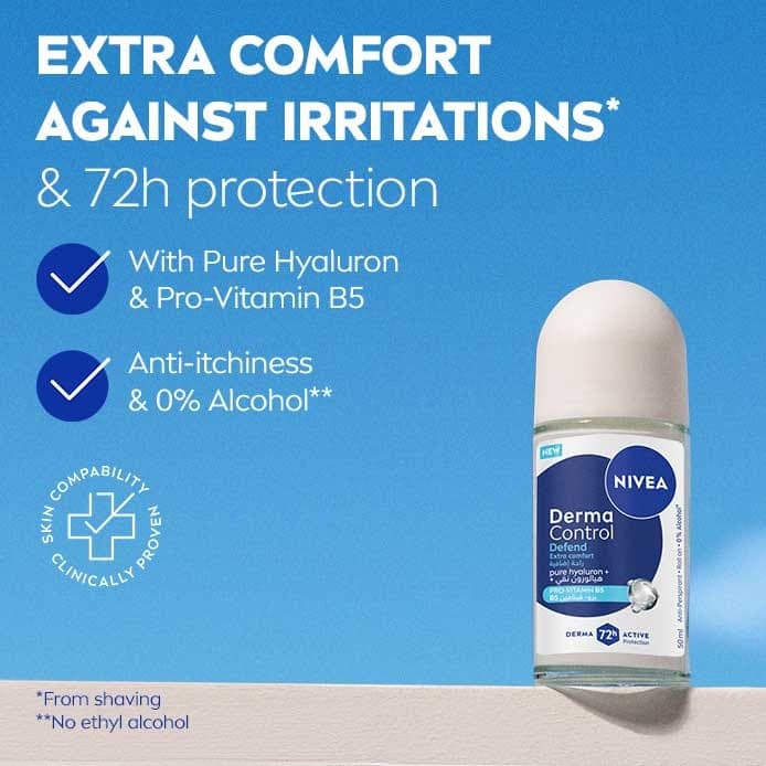 NIVEA Hyaluron & Pro-Vitamin B5 Derma Control Defend 72h Roll-On - 50 ml