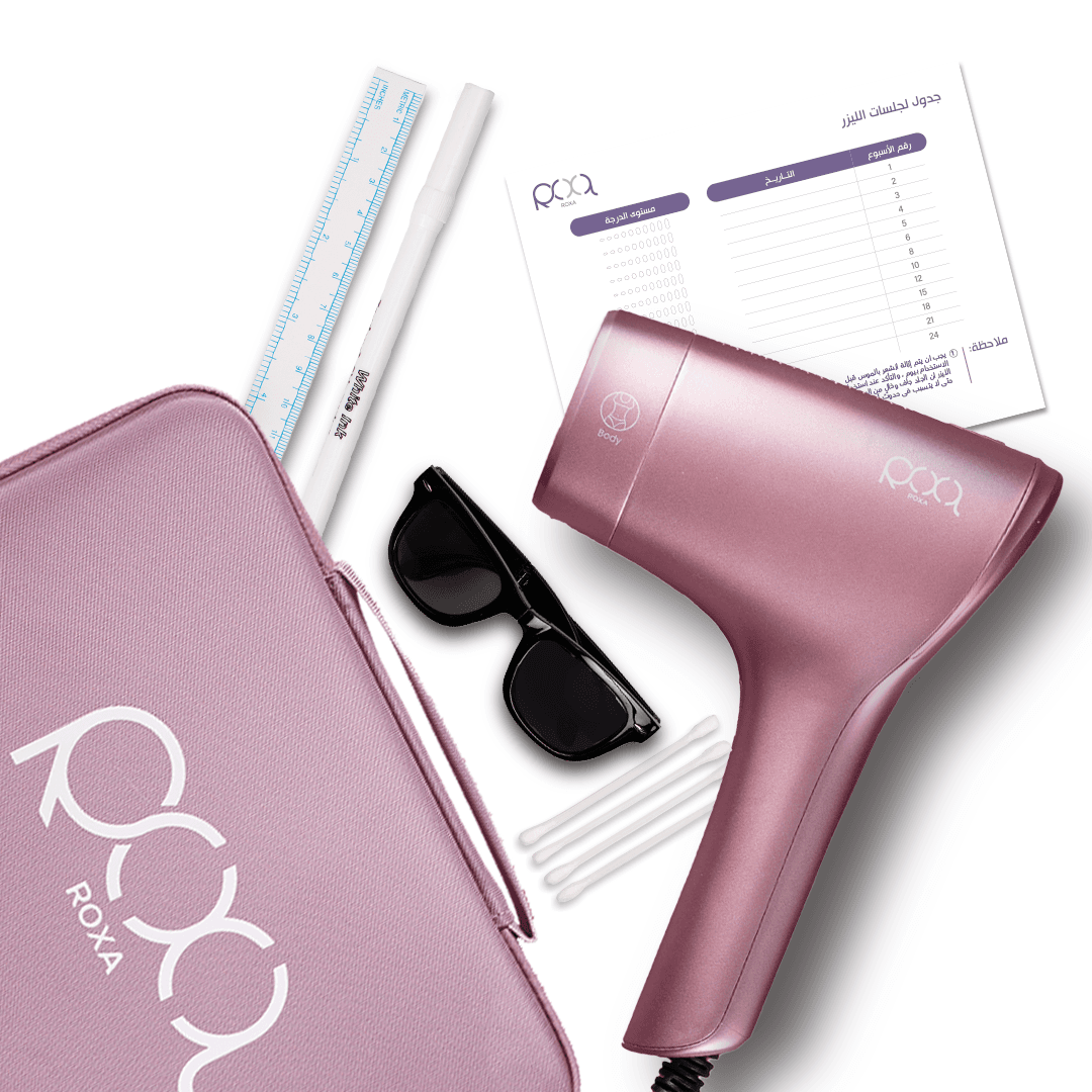 Roxa IPL Laser Hair Removal Device 3 Lenses Pink Color