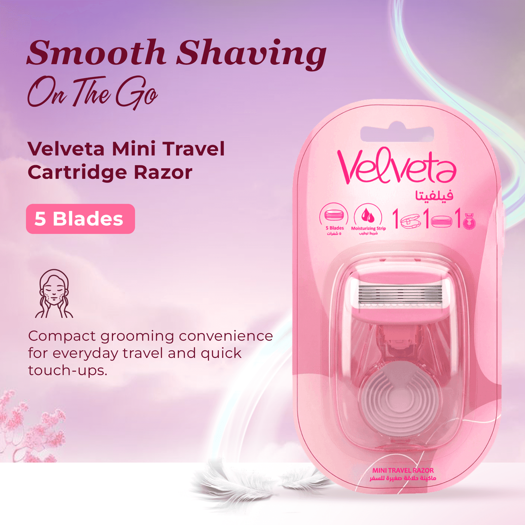 Velveta Mini Travel Cartridge Razor 5 Blades