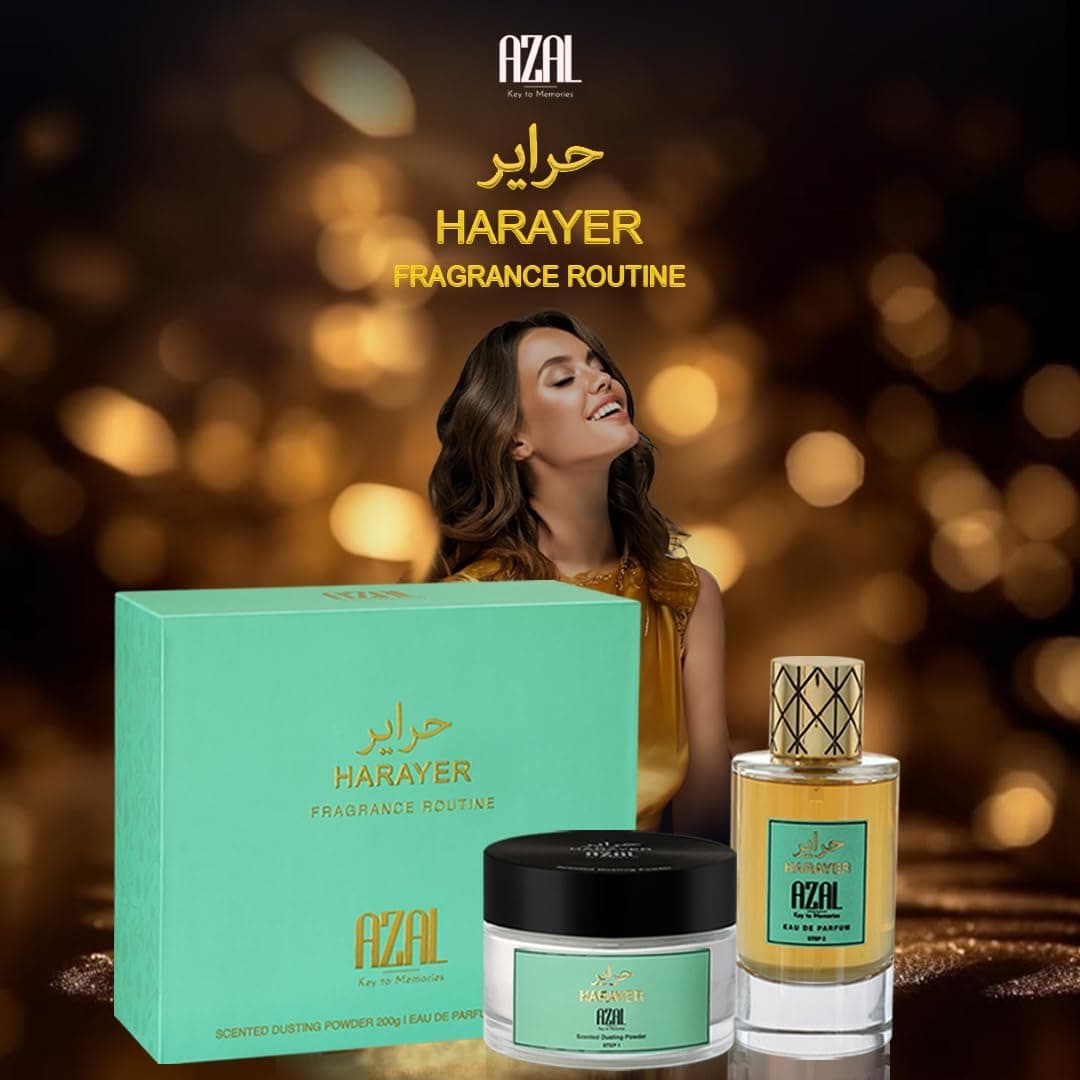Azal Harayer Set Eau de Parfum 100 ml + Dusting Powder 200 gm - For Women