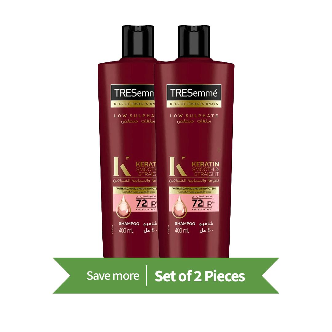 TRESemmé Shampoo, Keratin Smooth & Straight, 400ml,Twin Pack