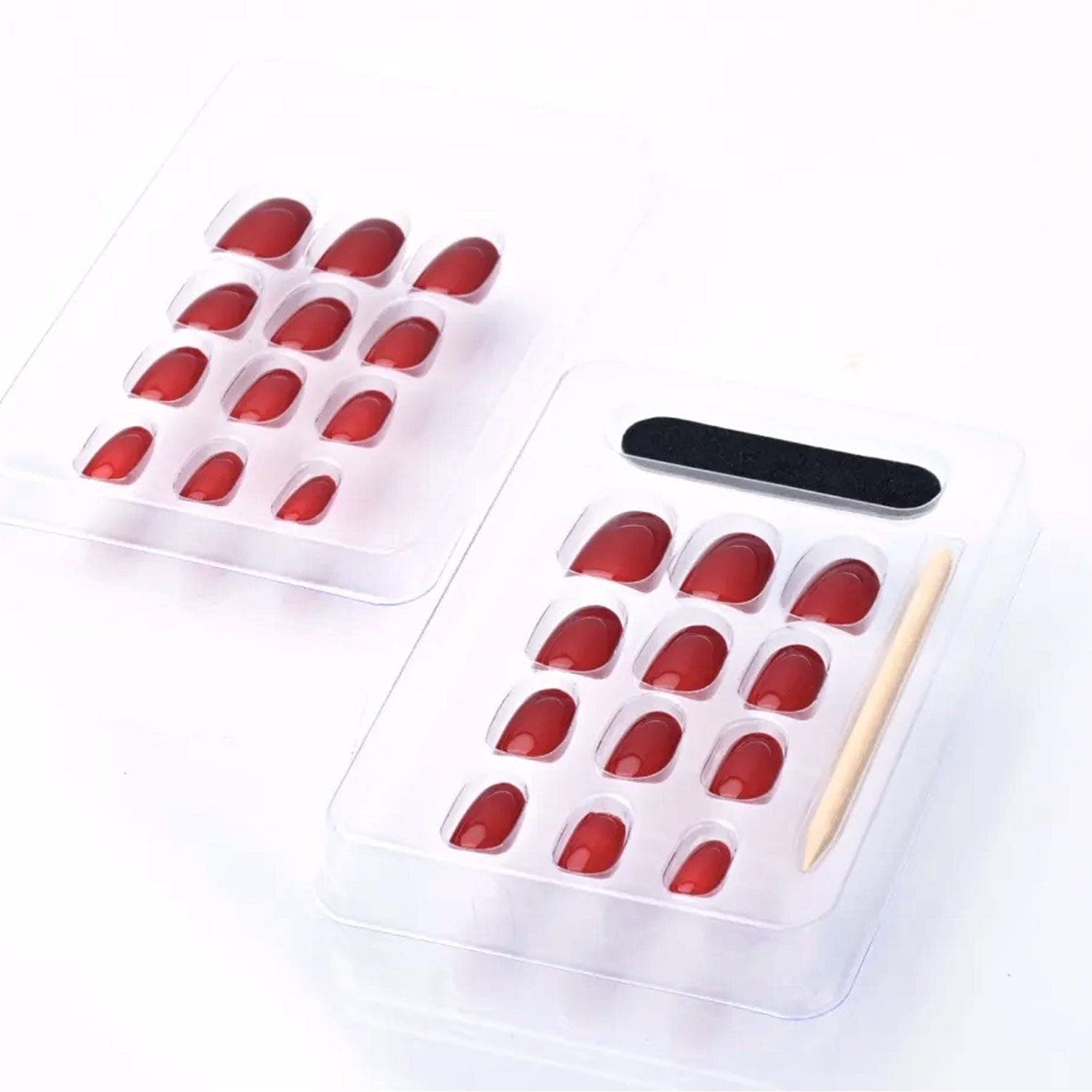 Katia Gorgeous Press On Nails Shine Dark Red 24